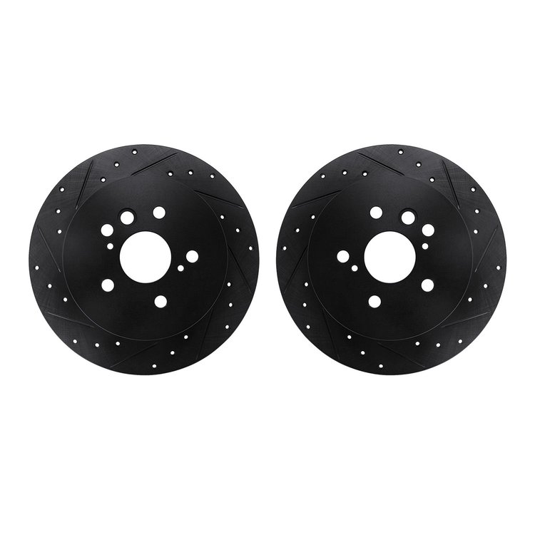 8002-76147 Drilled/Slotted Brake Rotors [Black], 2004-2005 Lexus/Toyota/Scion, Position: Rear