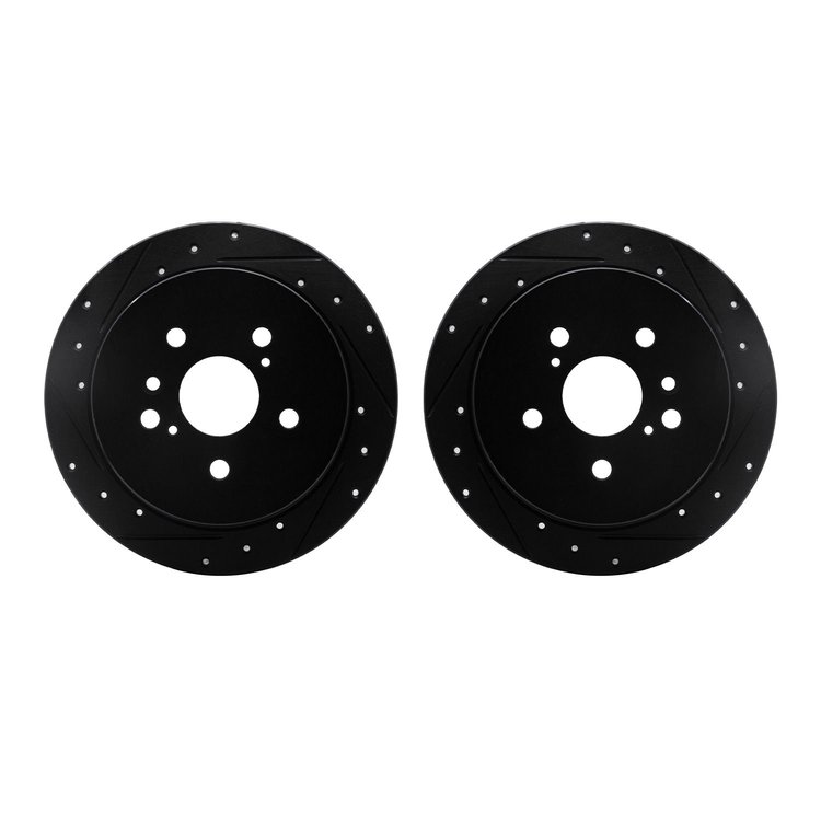 8002-76148 Drilled/Slotted Brake Rotors [Black], 2004-2010 Lexus/Toyota/Scion, Position: Rear