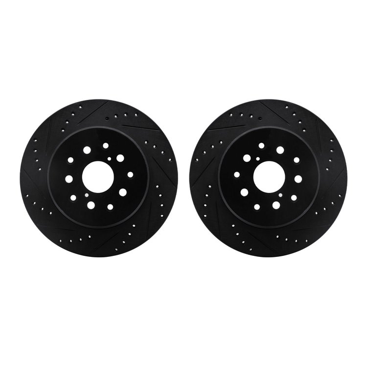8002-76149 Drilled/Slotted Brake Rotors [Black], 1993-1998 Lexus/Toyota/Scion, Position: Rear