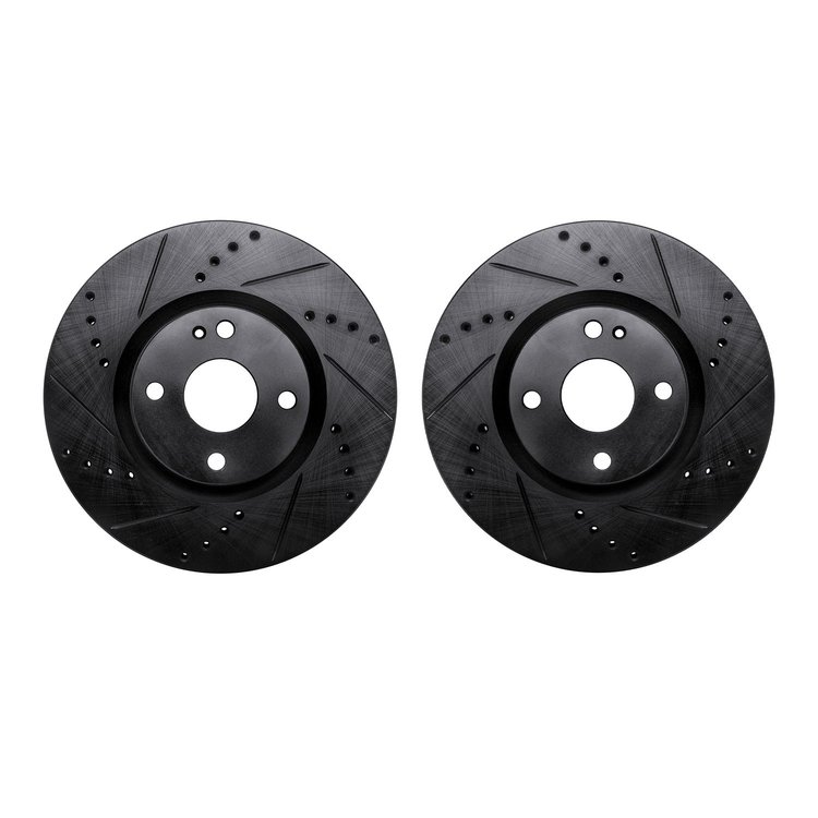 8002-80000 Drilled/Slotted Brake Rotors [Black], Fits Select Multiple Makes/Models, Position: Front