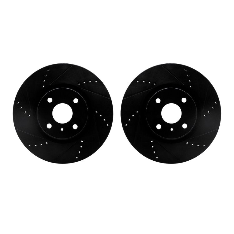 8002-80001 Drilled/Slotted Brake Rotors [Black], Fits Select Multiple Makes/Models, Position: Front