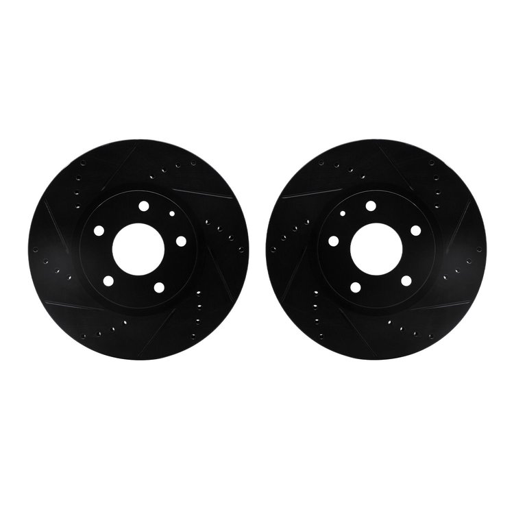 8002-80015 Drilled/Slotted Brake Rotors [Black], 2013-2015 Ford/Lincoln/Mercury/Mazda, Position: Front