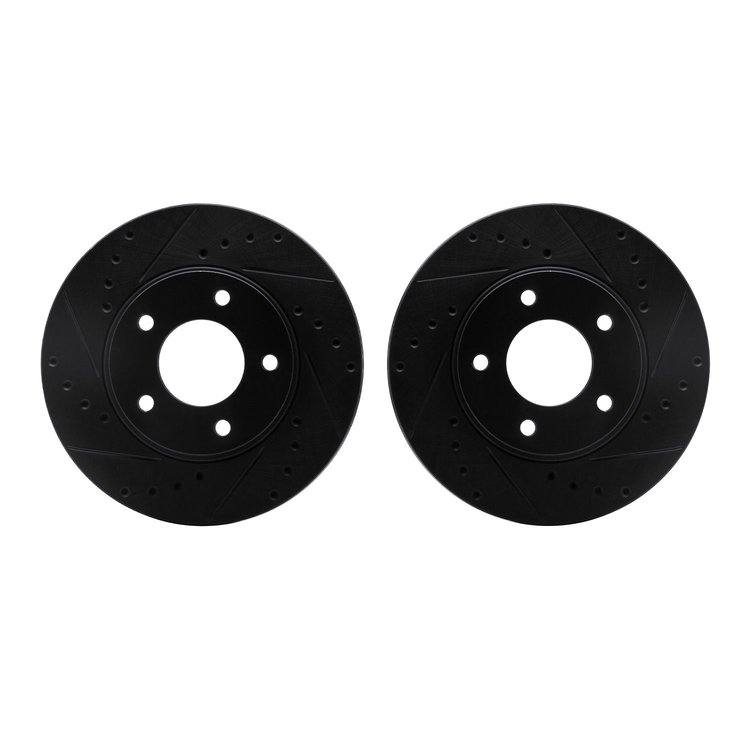 8002-80021 Drilled/Slotted Brake Rotors [Black], 1992-2003 Ford/Lincoln/Mercury/Mazda, Position: Front