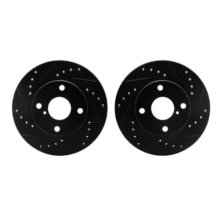 8002-80033 Drilled/Slotted Brake Rotors [Black], 1990-1993 Ford/Lincoln/Mercury/Mazda, Position: Front