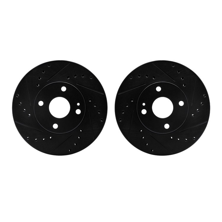 8002-80034 Drilled/Slotted Brake Rotors [Black], 1994-2002 Ford/Lincoln/Mercury/Mazda, Position: Front