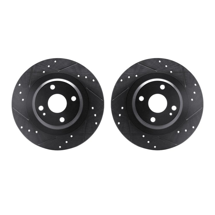 8002-80052 Drilled/Slotted Brake Rotors [Black], Fits Select Multiple Makes/Models, Position: Rear