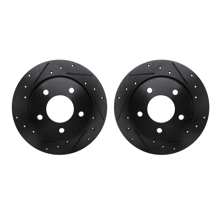 8002-80055 Drilled/Slotted Brake Rotors [Black], 2004-2013 Ford/Lincoln/Mercury/Mazda, Position: Rear