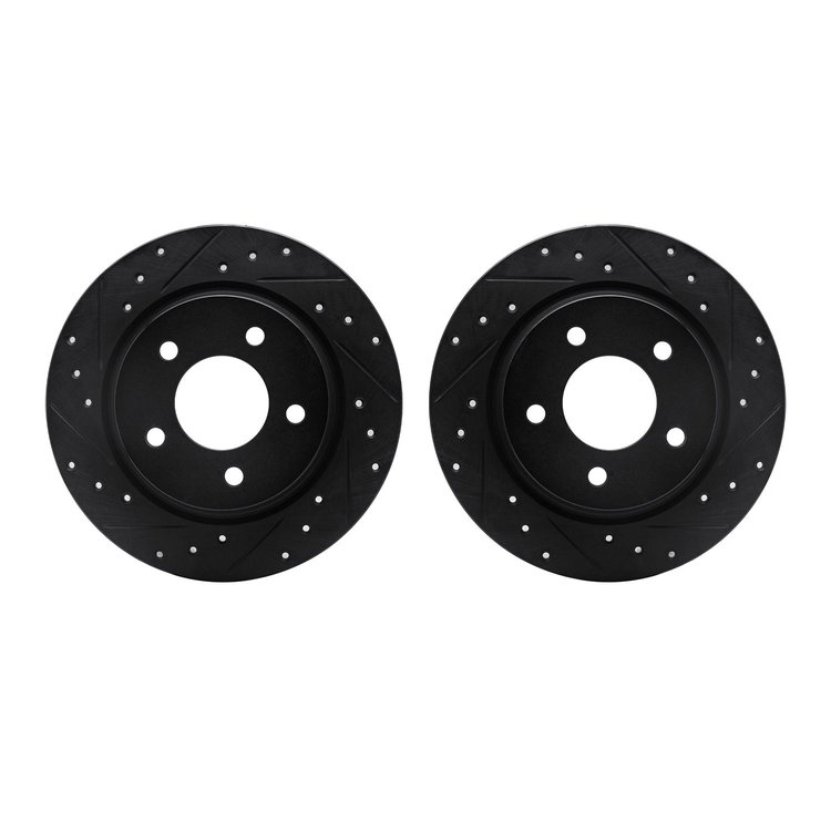 8002-80056 Drilled/Slotted Brake Rotors [Black], 2004-2013 Ford/Lincoln/Mercury/Mazda, Position: Rear