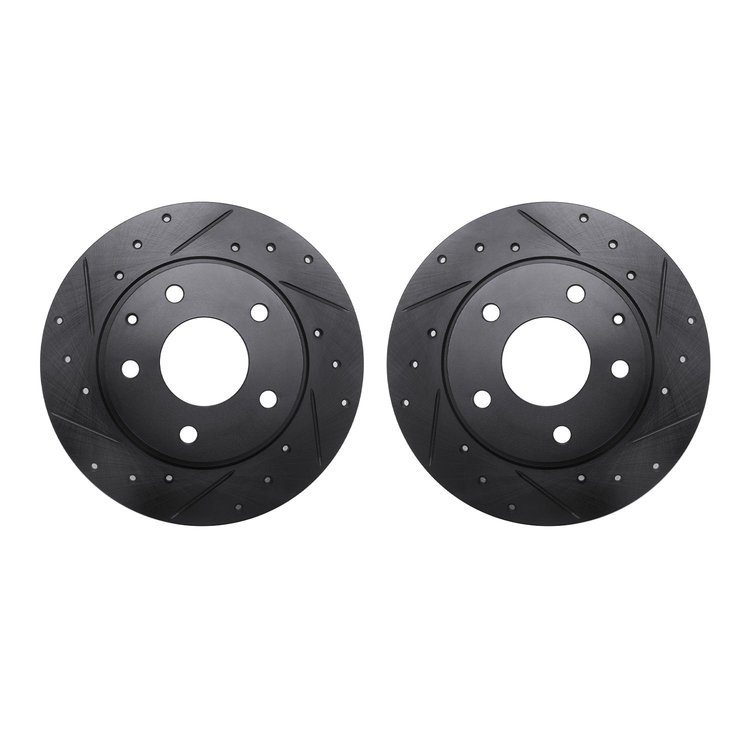 8002-80057 Drilled/Slotted Brake Rotors [Black], 2014-2016 Ford/Lincoln/Mercury/Mazda, Position: Rear