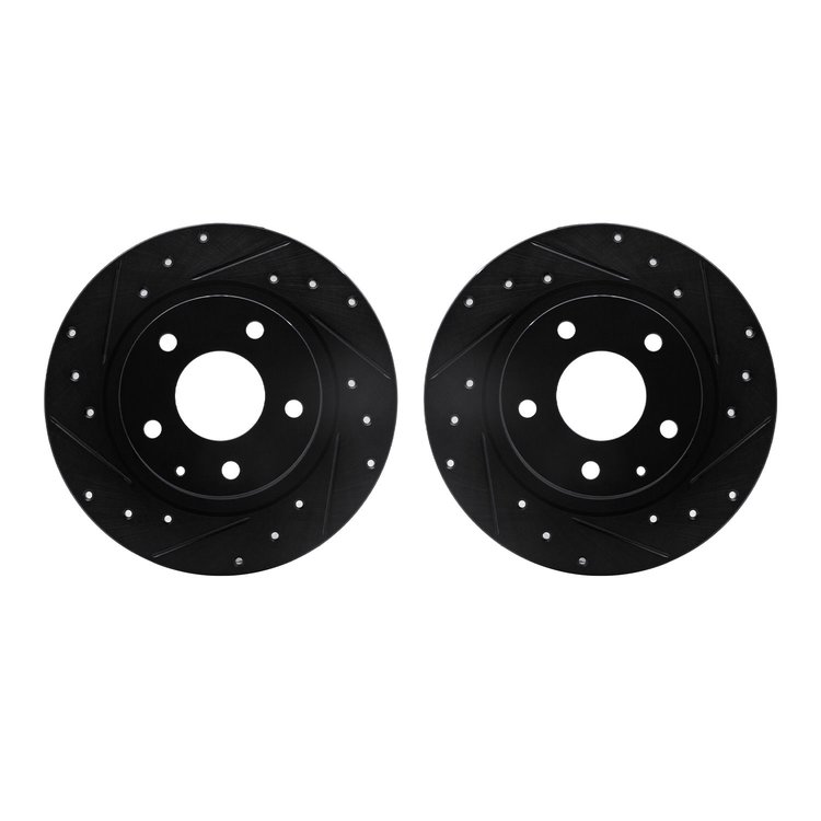 8002-80062 Drilled/Slotted Brake Rotors [Black], 2014-2021 Ford/Lincoln/Mercury/Mazda, Position: Rear