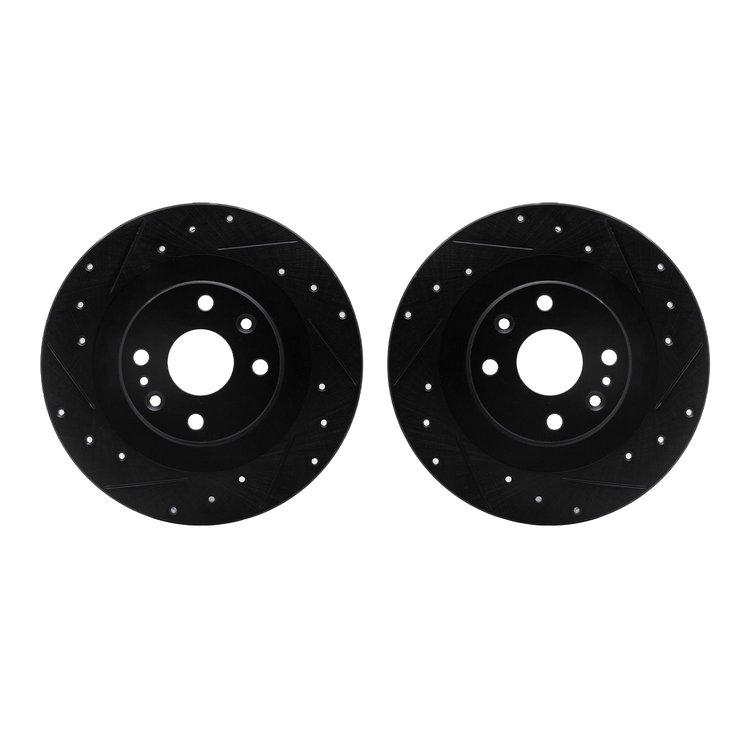 8002-80075 Drilled/Slotted Brake Rotors [Black], 2001-2005 Ford/Lincoln/Mercury/Mazda, Position: Rear