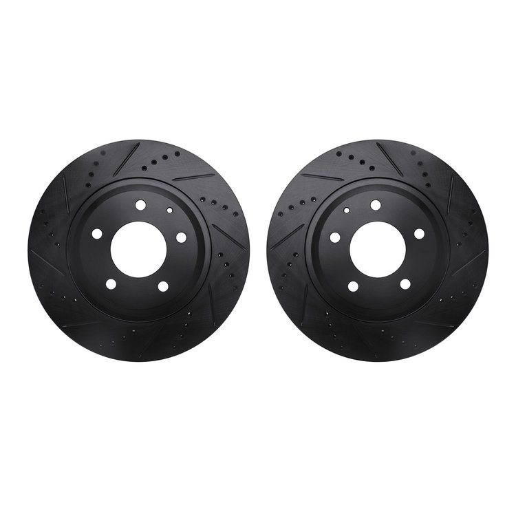 8002-80083 Drilled/Slotted Brake Rotors [Black], 2004-2011 Ford/Lincoln/Mercury/Mazda, Position: Rear