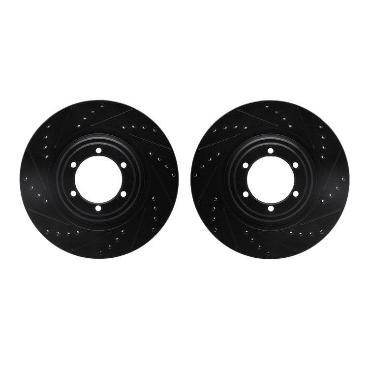 8002-92009 Drilled/Slotted Brake Rotors [Black], 2013-2018 GM, Position: Front