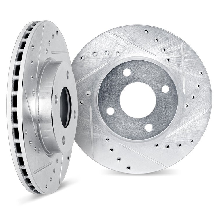 8002-92017 Drilled/Slotted Brake Rotors [Black], 2001-2012 Mopar, Position: Front