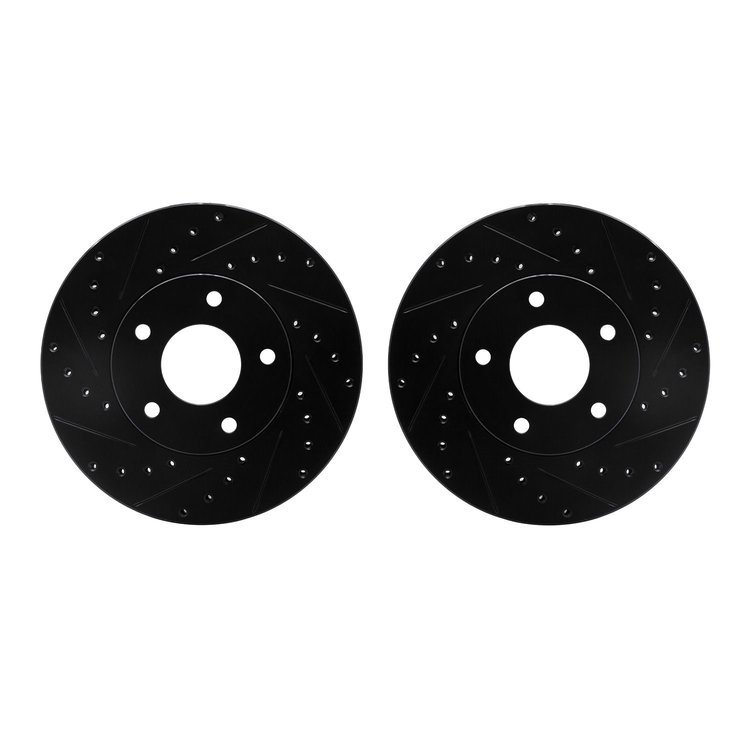 8002-92045 Drilled/Slotted Brake Rotors [Black], 2002-2007 Infiniti/Nissan, Position: Front