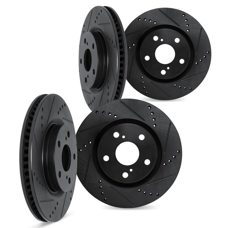 8004-03077 Drilled/Slotted Brake Rotors [Black], Fits Select Kia/Hyundai/Genesis, Position: Front and Rear