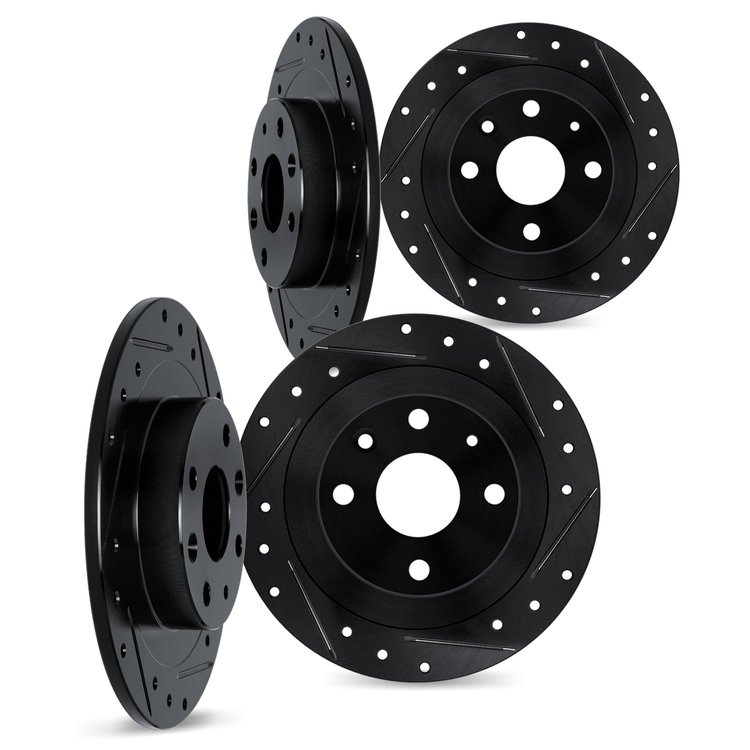8004-16002 Drilled/Slotted Brake Rotors [Black], 1969-1994 Alfa Romeo, Position: Front and Rear