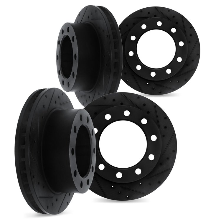 8004-54366 Drilled/Slotted Brake Rotors [Black], 1988-1998 Ford/Lincoln/Mercury/Mazda, Position: Front and Rear
