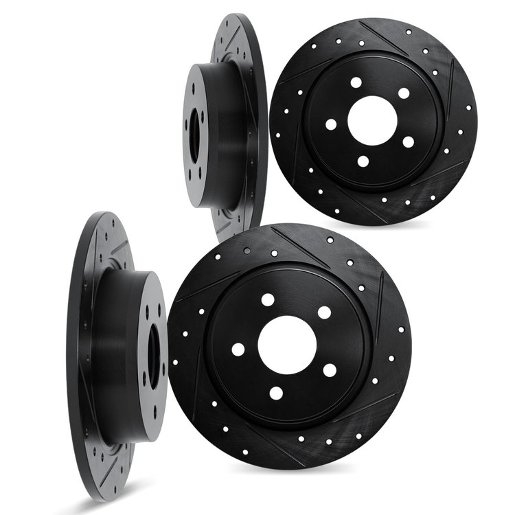 8004-63018 Drilled/Slotted Brake Rotors [Black], 1961-1966 Mercedes-Benz, Position: Front and Rear