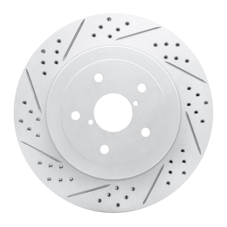 830-13017L Geoperformance Drilled/Slotted Brake Rotor, 2005-2007 Subaru, Position: Rear Left