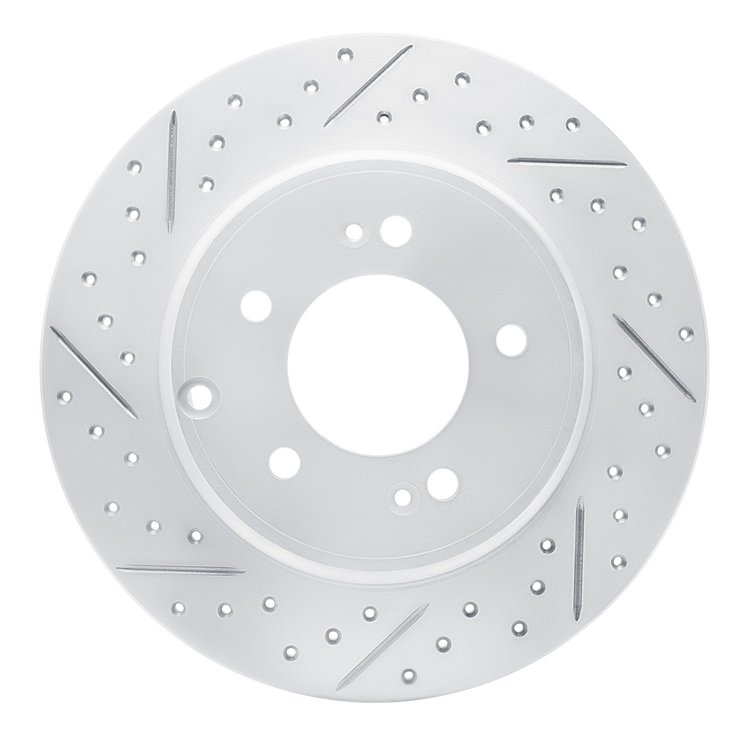 830-21037L Geoperformance Drilled/Slotted Brake Rotor, 2017-2019 Kia/Hyundai/Genesis, Position: Rear Left