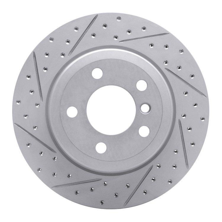 830-31143L Geoperformance Drilled/Slotted Brake Rotor, 2007-2019 BMW, Position: Rear Left