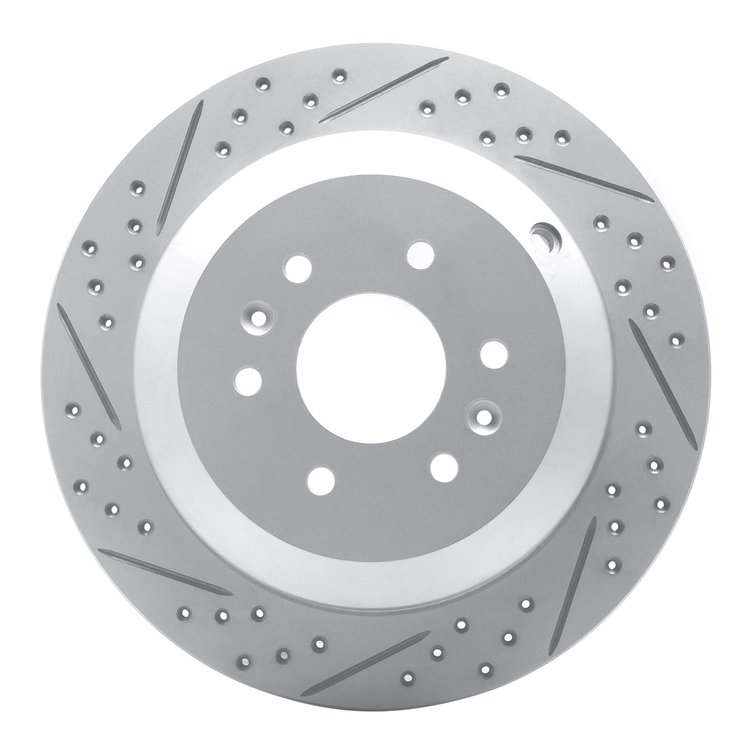 830-52028L Geoperformance Drilled/Slotted Brake Rotor, 2006-2009 GM, Position: Rear Left