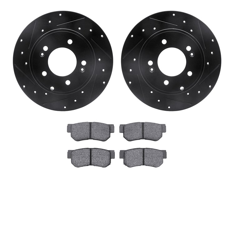 8302-03017 Drilled/Slotted Brake Rotors with 3000-Series Ceramic Brake Pads Kit [Black], 2005-2008 Kia/Hyundai/Genesis, Position