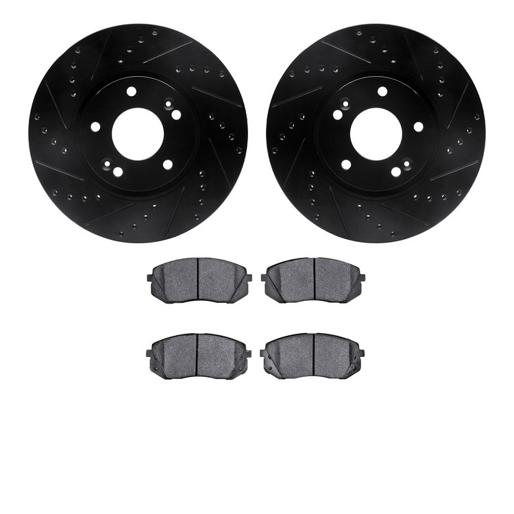 8302-21024 Drilled/Slotted Brake Rotors with 3000-Series Ceramic Brake Pads Kit [Black], 2015-2017 Kia/Hyundai/Genesis, Position