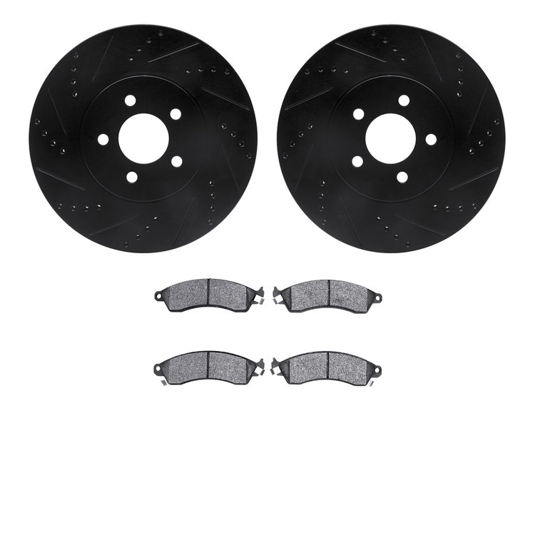 8302-54064 Drilled/Slotted Brake Rotors with 3000-Series Ceramic Brake Pads Kit [Black], 1994-2004 Ford/Lincoln/Mercury/Mazda, P