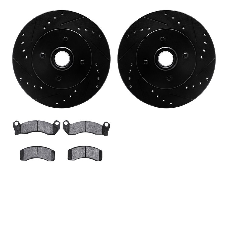 8302-54071 Drilled/Slotted Brake Rotors with 3000-Series Ceramic Brake Pads Kit [Black], 1987-1988 Ford/Lincoln/Mercury/Mazda, P