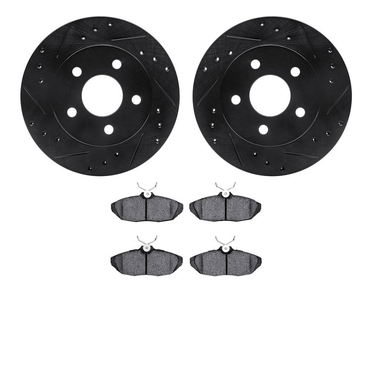 8302-54082 Drilled/Slotted Brake Rotors with 3000-Series Ceramic Brake Pads Kit [Black], 1993-1998 Ford/Lincoln/Mercury/Mazda, P