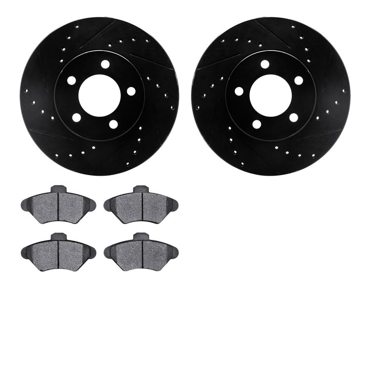 8302-54084 Drilled/Slotted Brake Rotors with 3000-Series Ceramic Brake Pads Kit [Black], 1993-1997 Ford/Lincoln/Mercury/Mazda, P