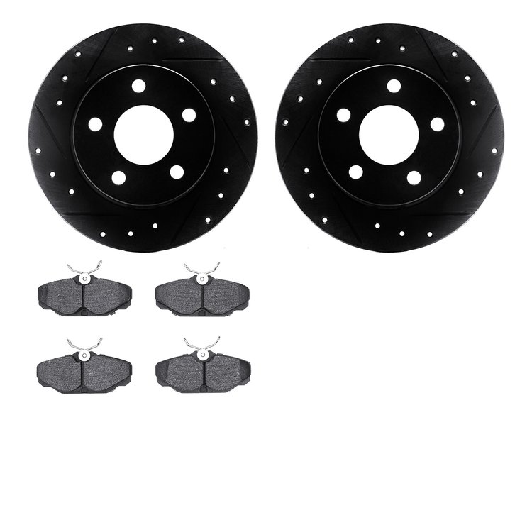 8302-54087 Drilled/Slotted Brake Rotors with 3000-Series Ceramic Brake Pads Kit [Black], 1993-2005 Ford/Lincoln/Mercury/Mazda, P