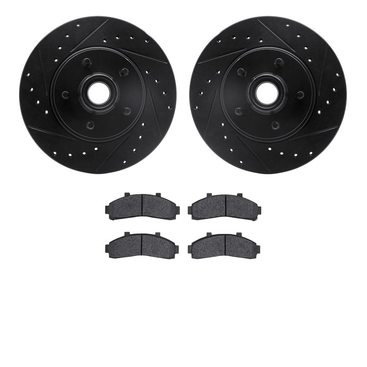 8302-54103 Drilled/Slotted Brake Rotors with 3000-Series Ceramic Brake Pads Kit [Black], 1995-2002 Ford/Lincoln/Mercury/Mazda, P