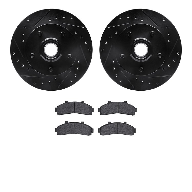 8302-54106 Drilled/Slotted Brake Rotors with 3000-Series Ceramic Brake Pads Kit [Black], 1998-2002 Ford/Lincoln/Mercury/Mazda, P