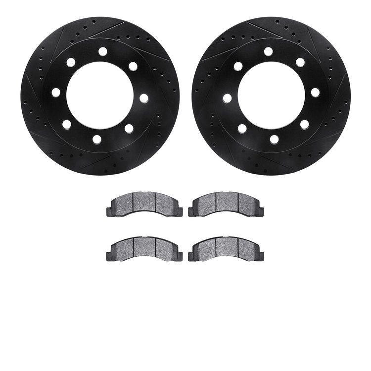 8302-54123 Drilled/Slotted Brake Rotors with 3000-Series Ceramic Brake Pads Kit [Black], 1999-1999 Ford/Lincoln/Mercury/Mazda, P
