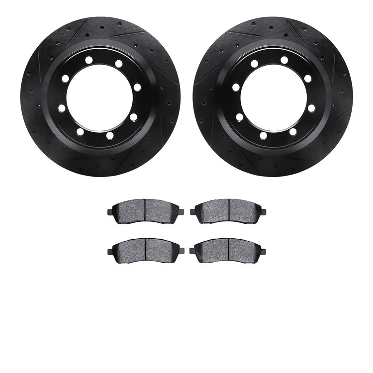 8302-54130 Drilled/Slotted Brake Rotors with 3000-Series Ceramic Brake Pads Kit [Black], 1999-2004 Ford/Lincoln/Mercury/Mazda, P