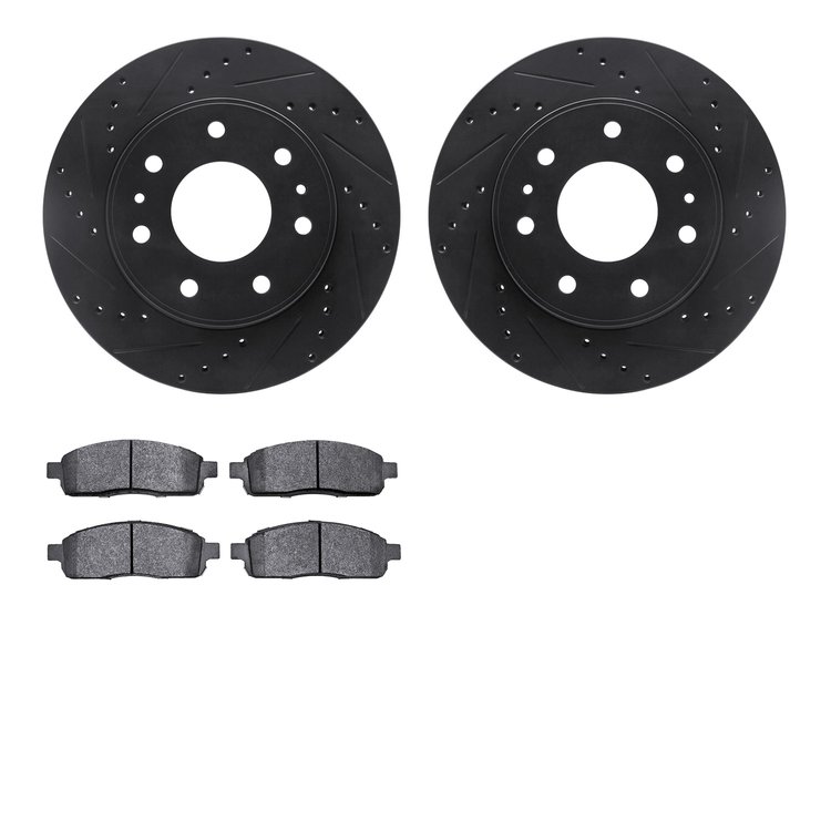 8302-54160 Drilled/Slotted Brake Rotors with 3000-Series Ceramic Brake Pads Kit [Black], 2009-2009 Ford/Lincoln/Mercury/Mazda, P
