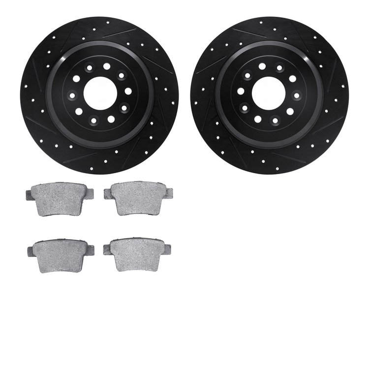 8302-54177 Drilled/Slotted Brake Rotors with 3000-Series Ceramic Brake Pads Kit [Black], 2005-2009 Ford/Lincoln/Mercury/Mazda, P