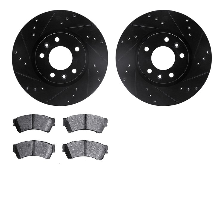 8302-54186 Drilled/Slotted Brake Rotors with 3000-Series Ceramic Brake Pads Kit [Black], 2006-2013 Ford/Lincoln/Mercury/Mazda, P