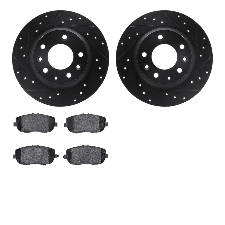8302-54187 Drilled/Slotted Brake Rotors with 3000-Series Ceramic Brake Pads Kit [Black], 2006-2015 Ford/Lincoln/Mercury/Mazda, P