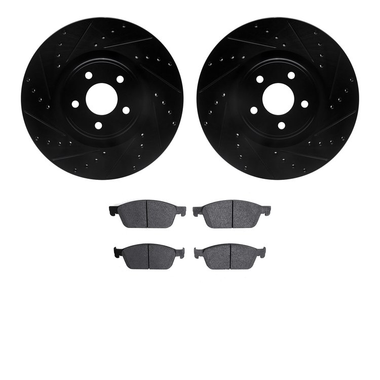8302-54226 Drilled/Slotted Brake Rotors with 3000-Series Ceramic Brake Pads Kit [Black], 2014-2019 Ford/Lincoln/Mercury/Mazda, P