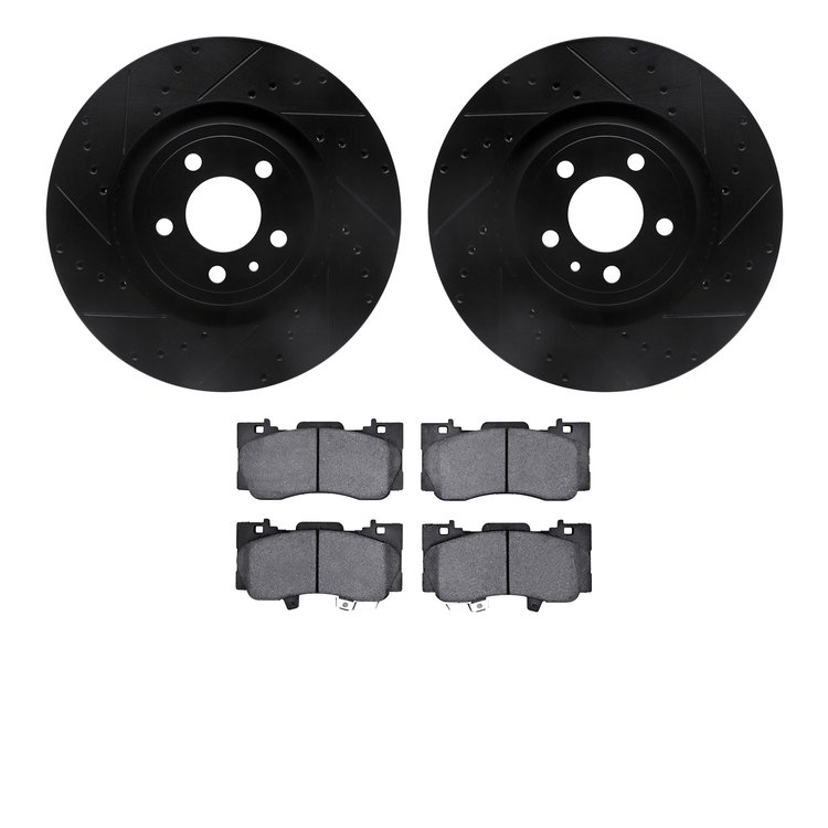 8302-54227 Drilled/Slotted Brake Rotors with 3000-Series Ceramic Brake Pads Kit [Black], 2015-2020 Ford/Lincoln/Mercury/Mazda, P