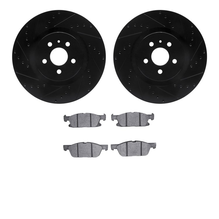 8302-55010 Drilled/Slotted Brake Rotors with 3000-Series Ceramic Brake Pads Kit [Black], 2015-2020 Ford/Lincoln/Mercury/Mazda, P