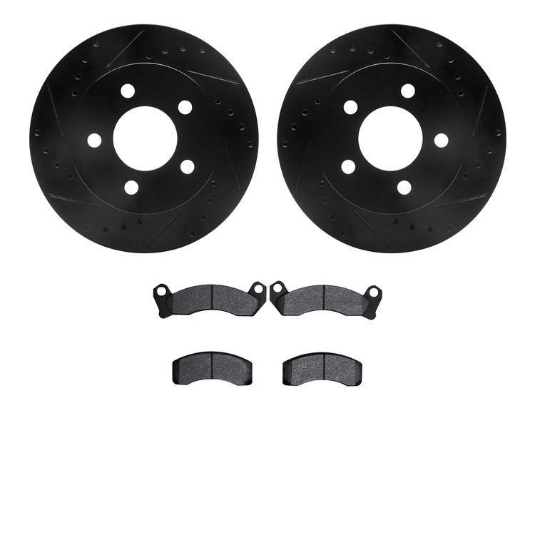 8302-56006 Drilled/Slotted Brake Rotors with 3000-Series Ceramic Brake Pads Kit [Black], 1991-1994 Ford/Lincoln/Mercury/Mazda, P