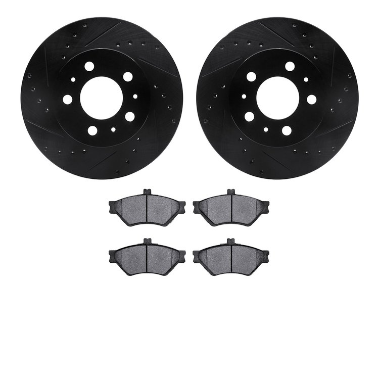 8302-56024 Drilled/Slotted Brake Rotors with 3000-Series Ceramic Brake Pads Kit [Black], 1995-1997 Ford/Lincoln/Mercury/Mazda, P