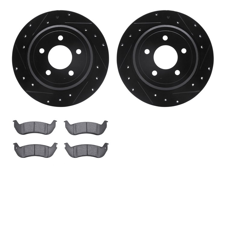 8302-56034 Drilled/Slotted Brake Rotors with 3000-Series Ceramic Brake Pads Kit [Black], 2003-2011 Ford/Lincoln/Mercury/Mazda, P