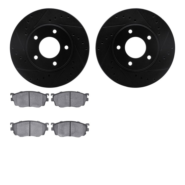 8302-80047 Drilled/Slotted Brake Rotors with 3000-Series Ceramic Brake Pads Kit [Black], 1998-2003 Ford/Lincoln/Mercury/Mazda, P