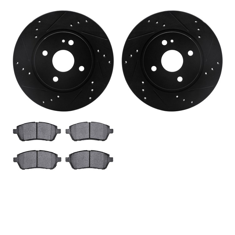 8302-80072 Drilled/Slotted Brake Rotors with 3000-Series Ceramic Brake Pads Kit [Black], 2011-2015 Ford/Lincoln/Mercury/Mazda, P